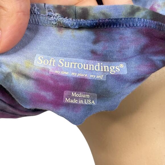 Soft Surroundings Blue Purple Tie Dye Cowl Neck Hooded Tunic Dress SZ M - Picture 8 of 8